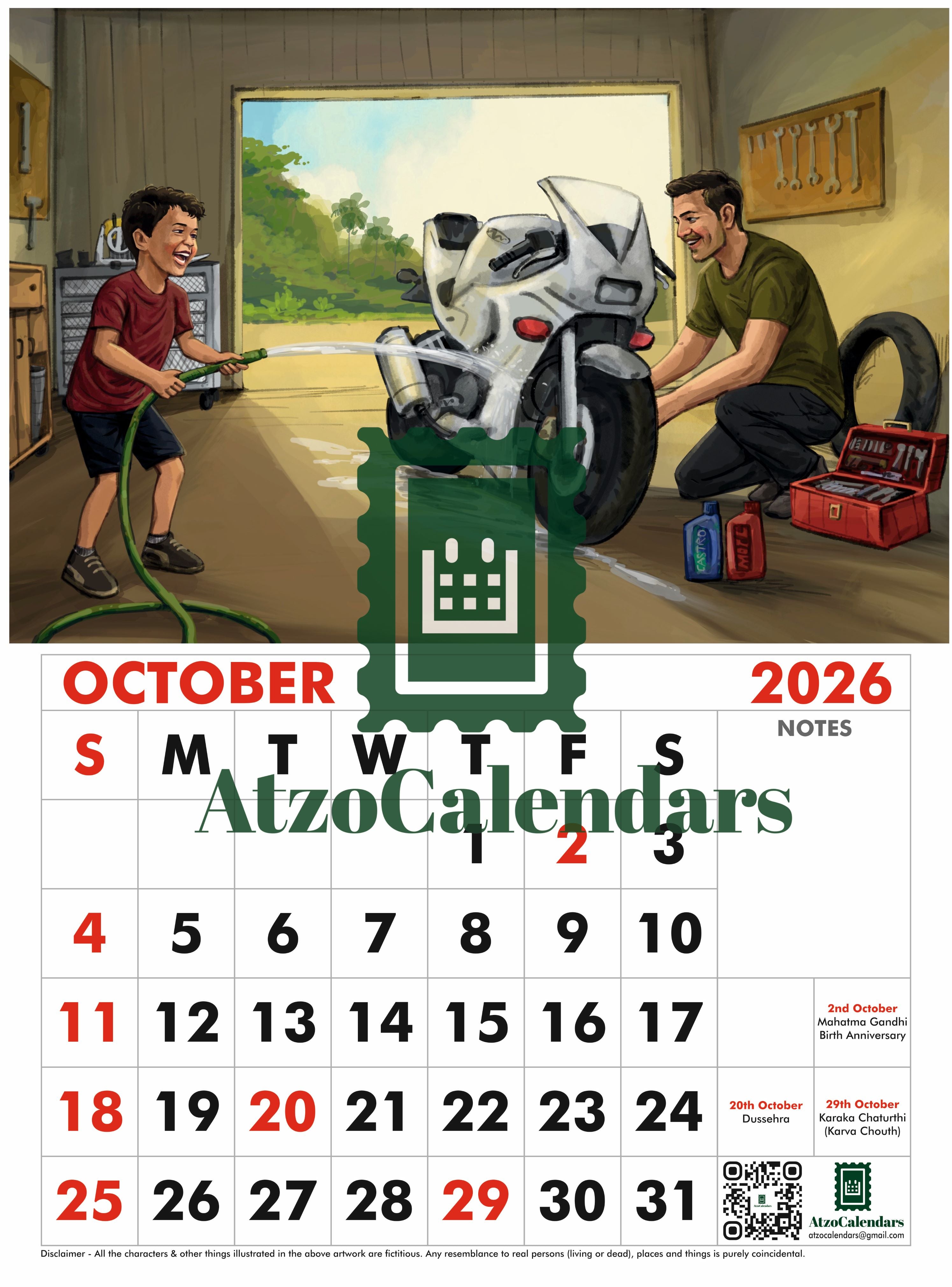 Bikers Journey Themed - 2026 Wall Calendar - PDF Download