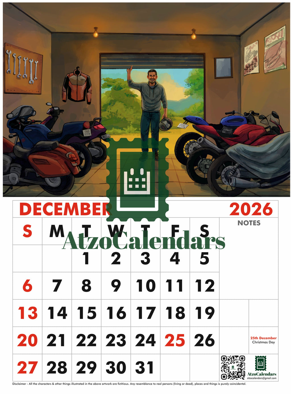 Bikers Journey Themed - 2026 Wall Calendar - PDF Download