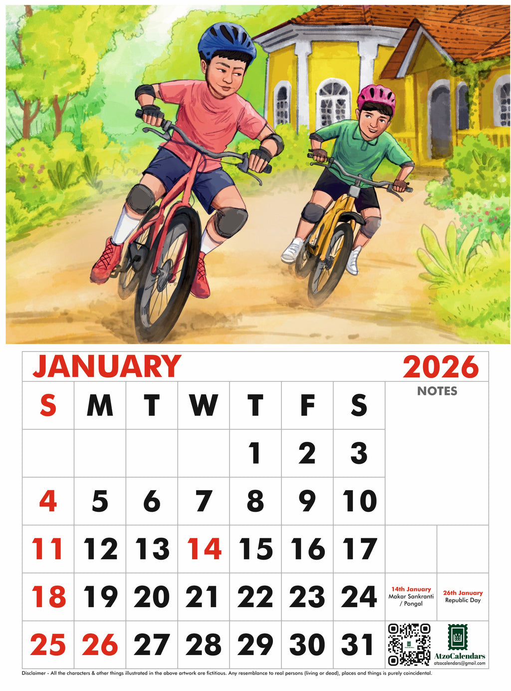 Bikers Journey Themed - 2026 Wall Calendar - PDF Download