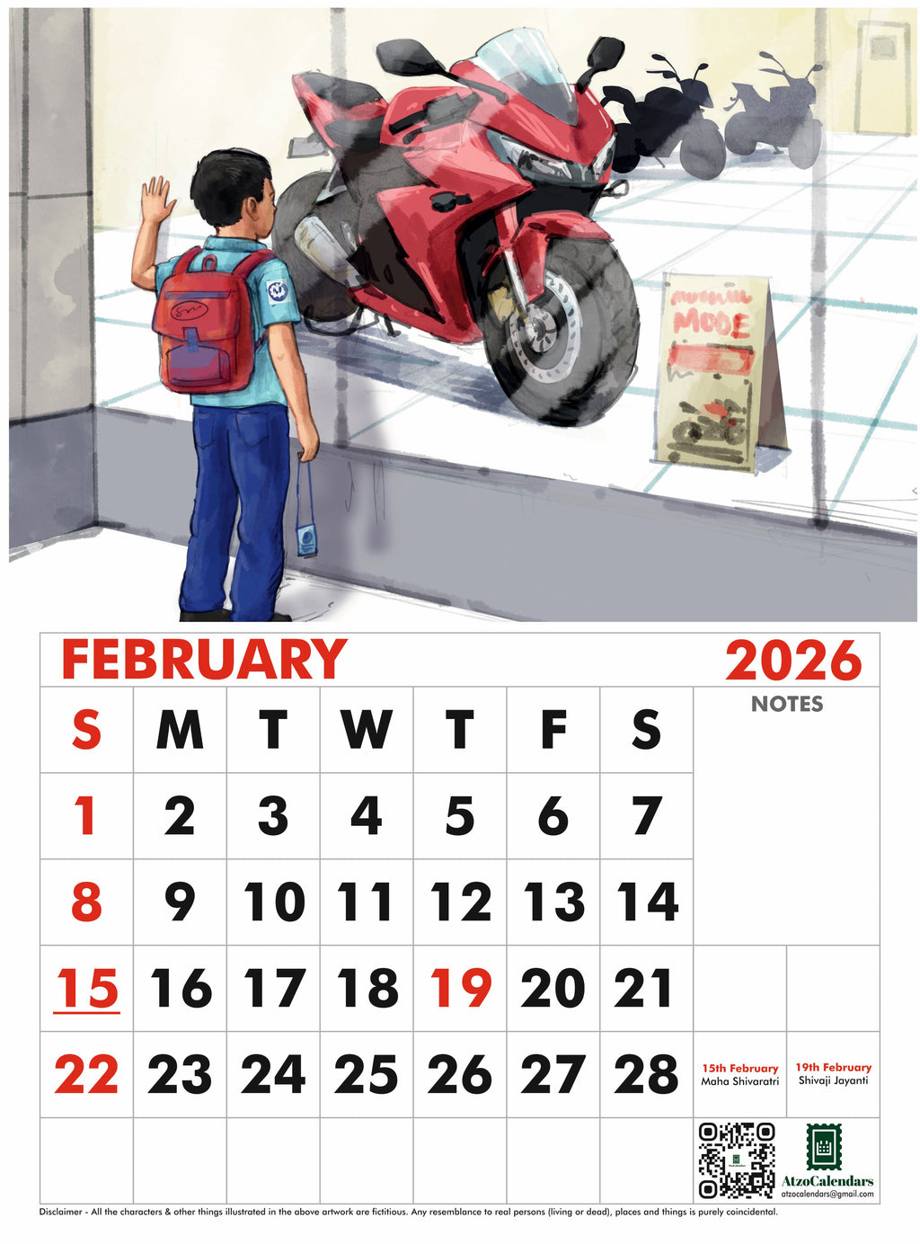 Bikers Journey Themed - 2026 Wall Calendar - PDF Download
