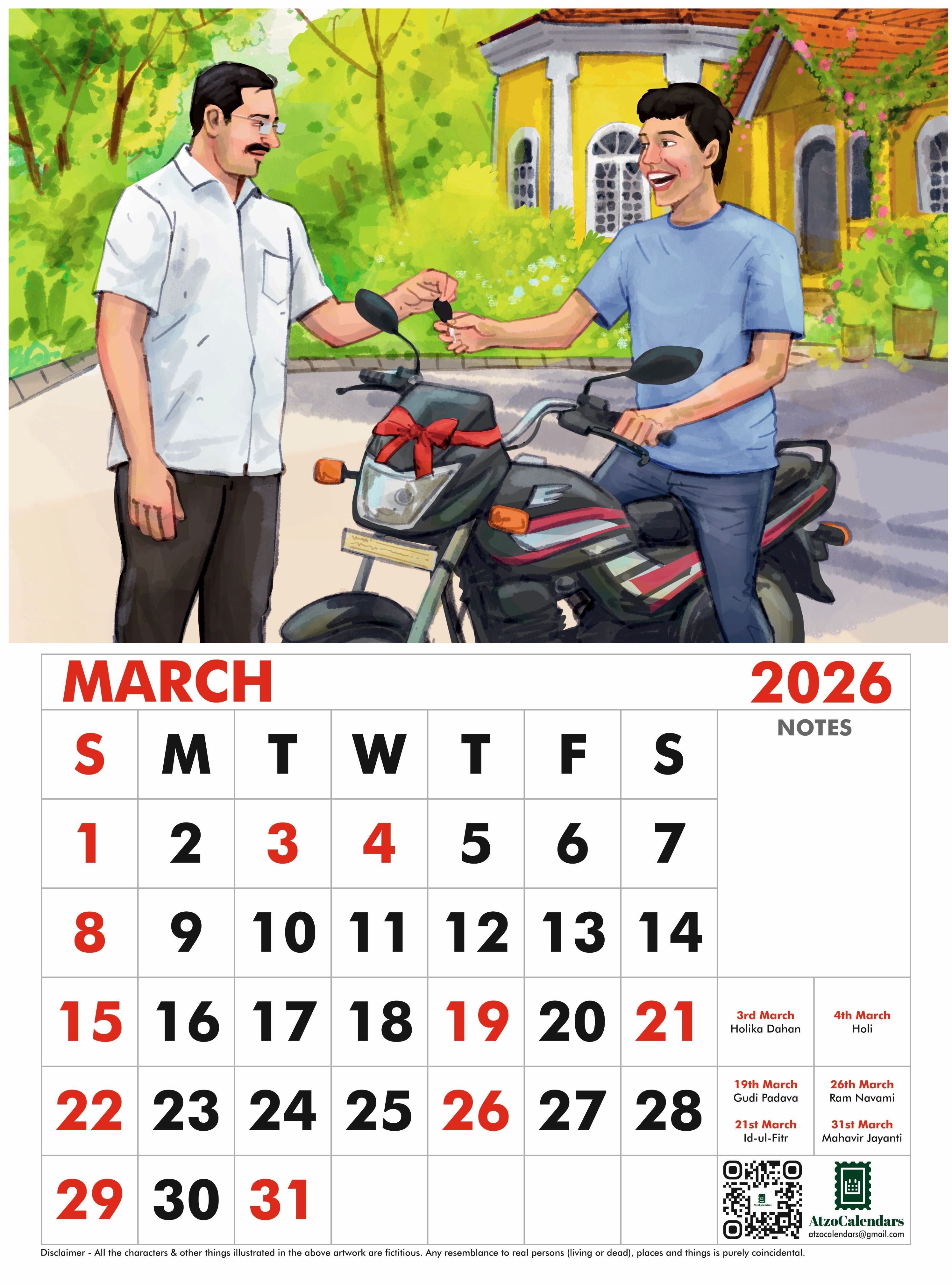 Bikers Journey Themed - 2026 Wall Calendar - PDF Download