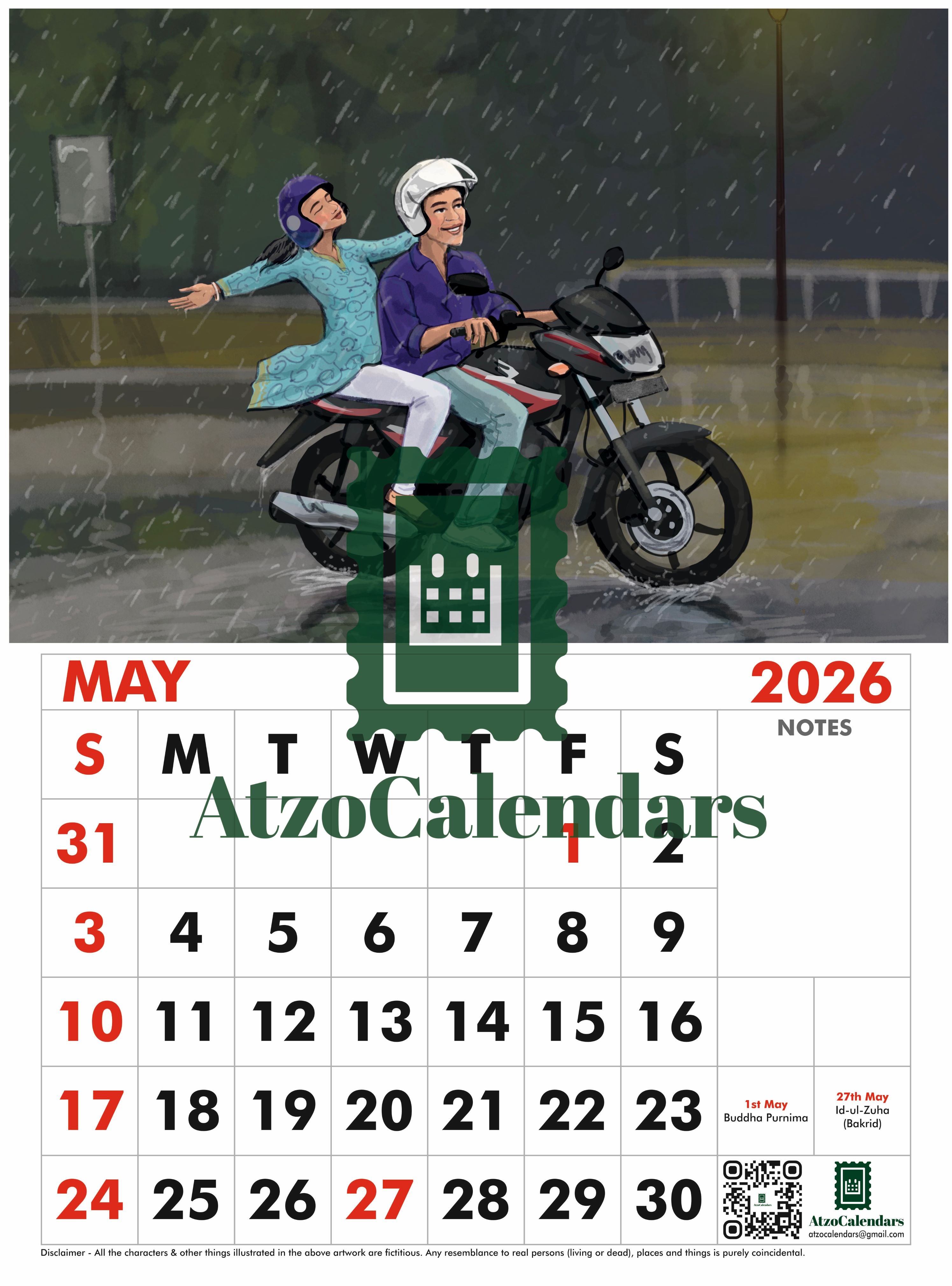 Bikers Journey Themed - 2026 Wall Calendar - PDF Download