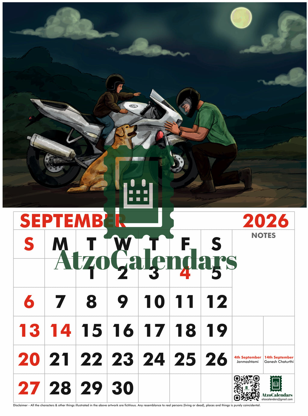 Bikers Journey Themed - 2026 Wall Calendar - PDF Download