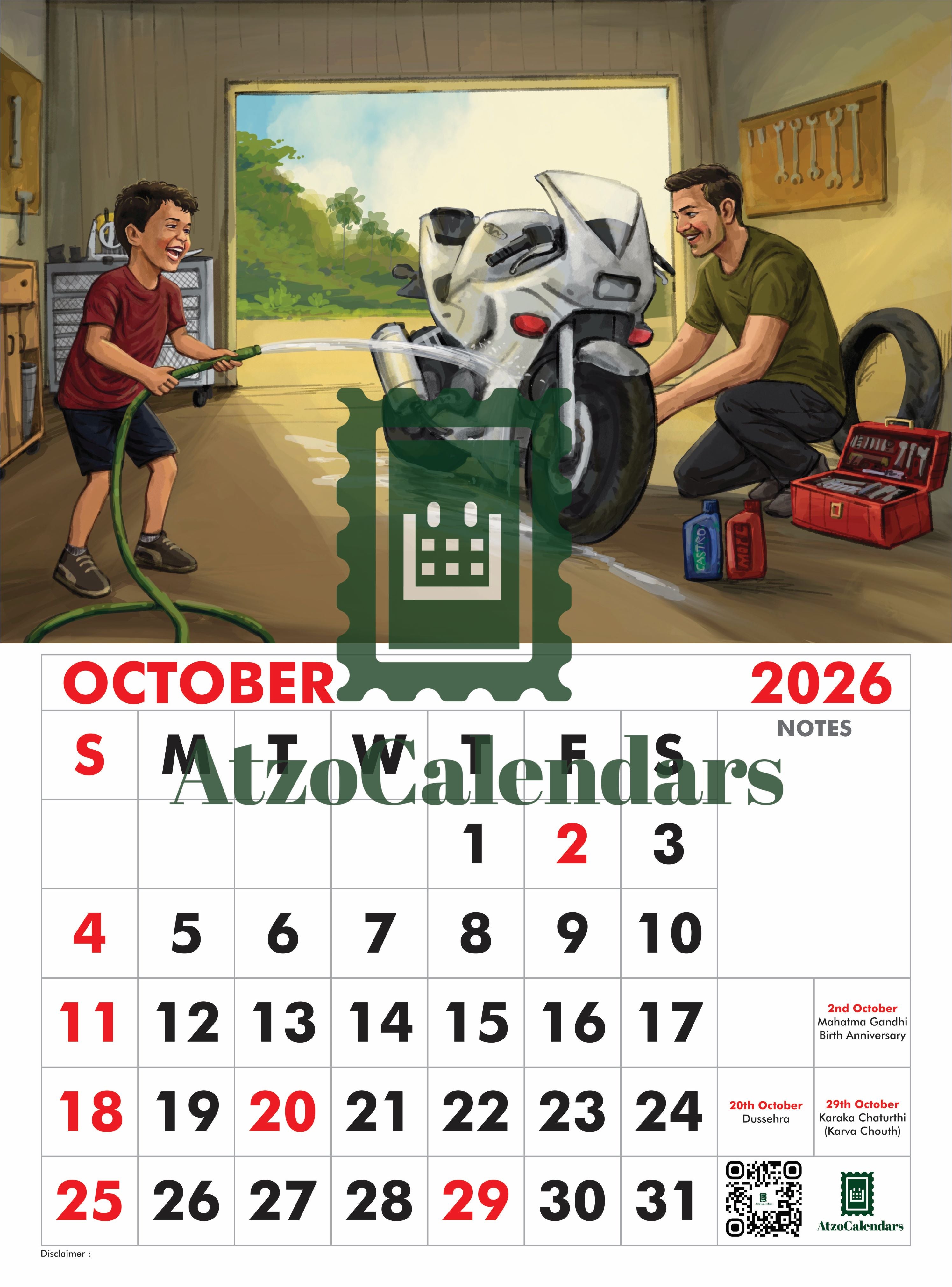 Bikers Journey Themed - 2026 Wall Calendar - PDF Download