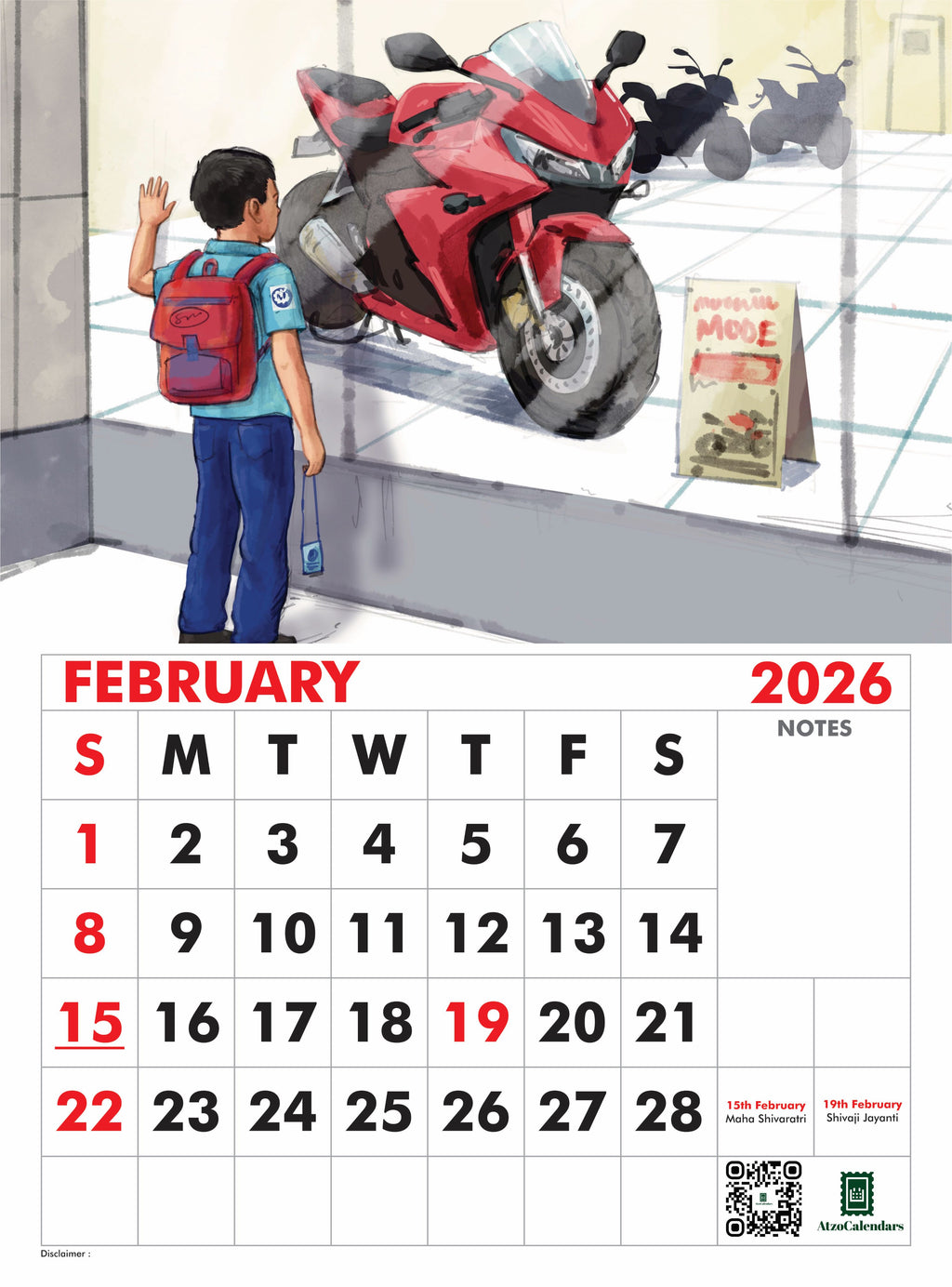 Bikers Journey Themed - 2026 Wall Calendar - PDF Download
