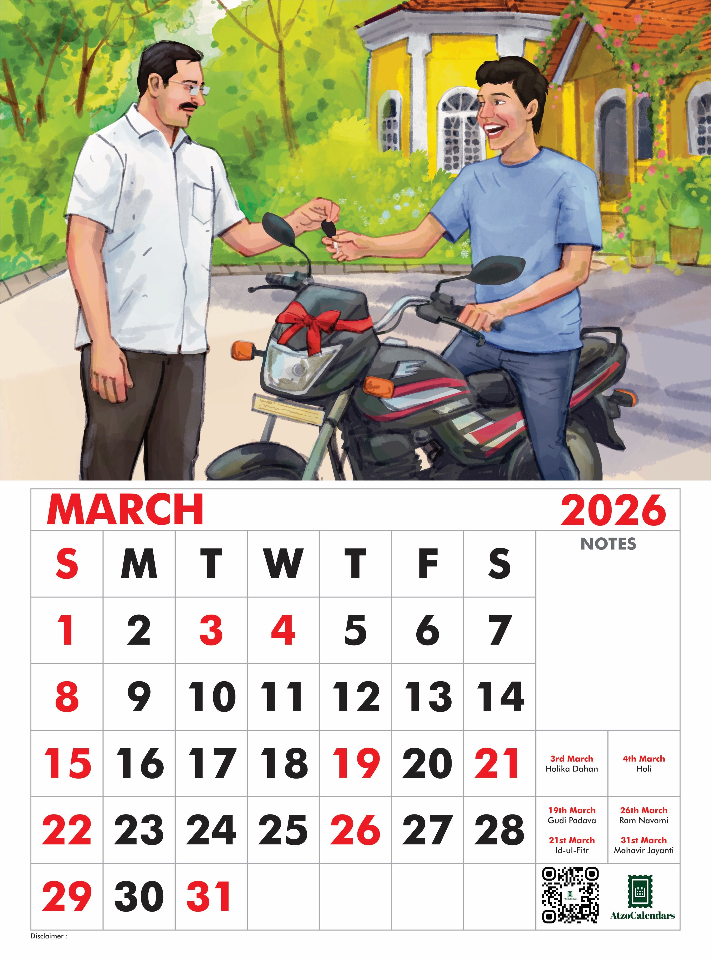 Bikers Journey Themed - 2026 Wall Calendar - PDF Download