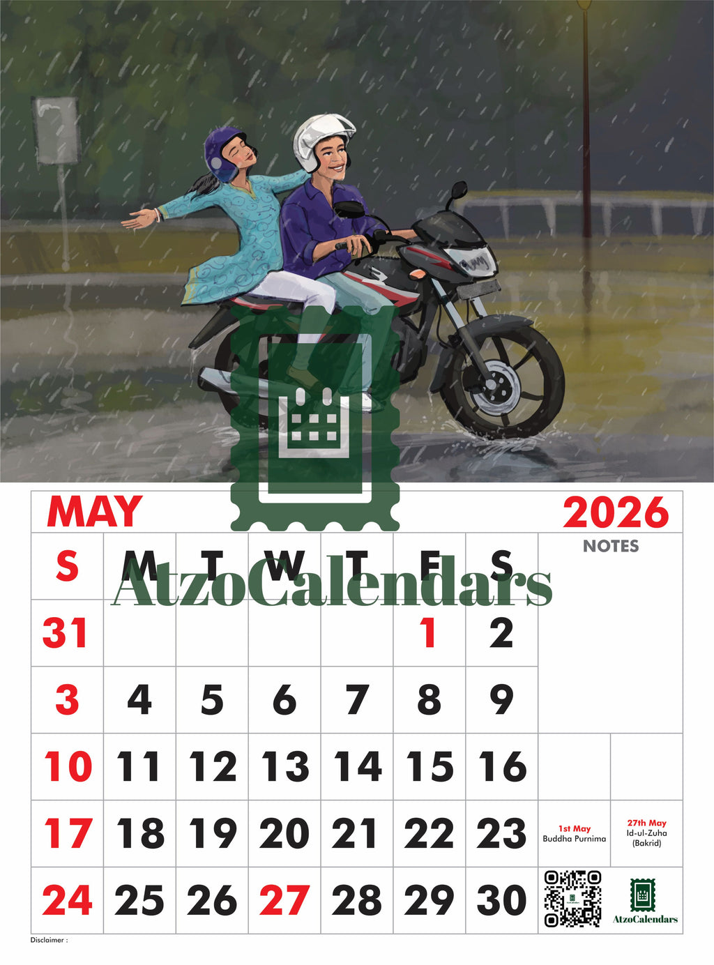 Bikers Journey Themed - 2026 Wall Calendar - PDF Download