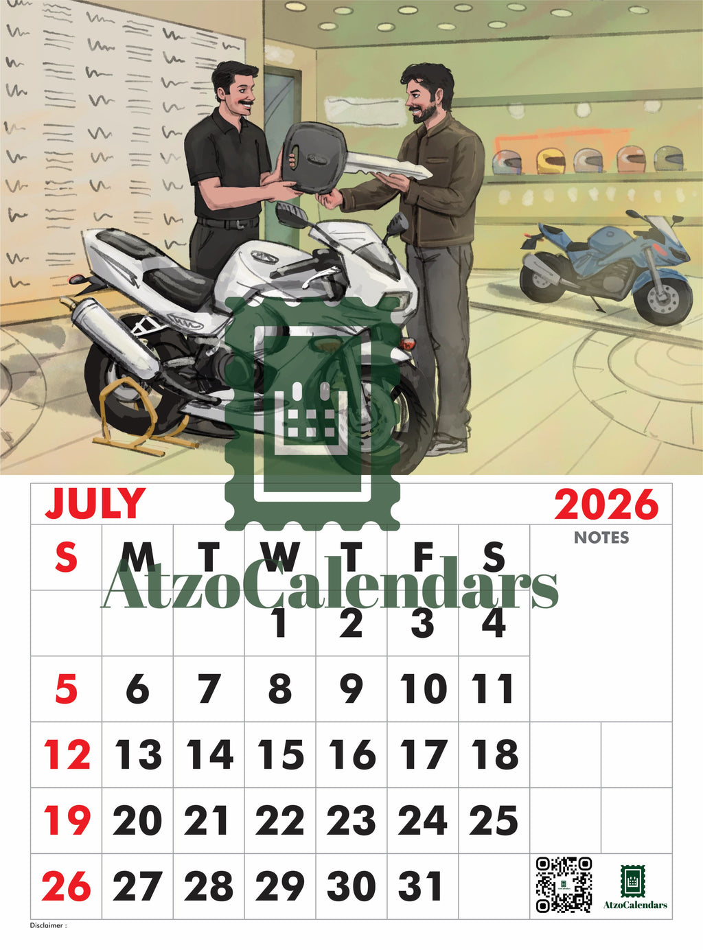 Bikers Journey Themed - 2026 Wall Calendar - PDF Download