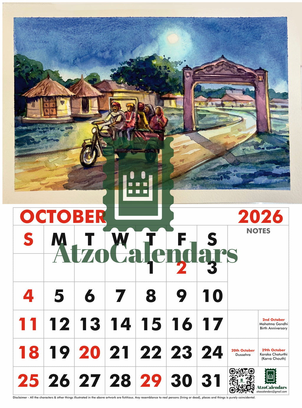 Landscape Themed - 2026 Wall Calendar - PDF Download
