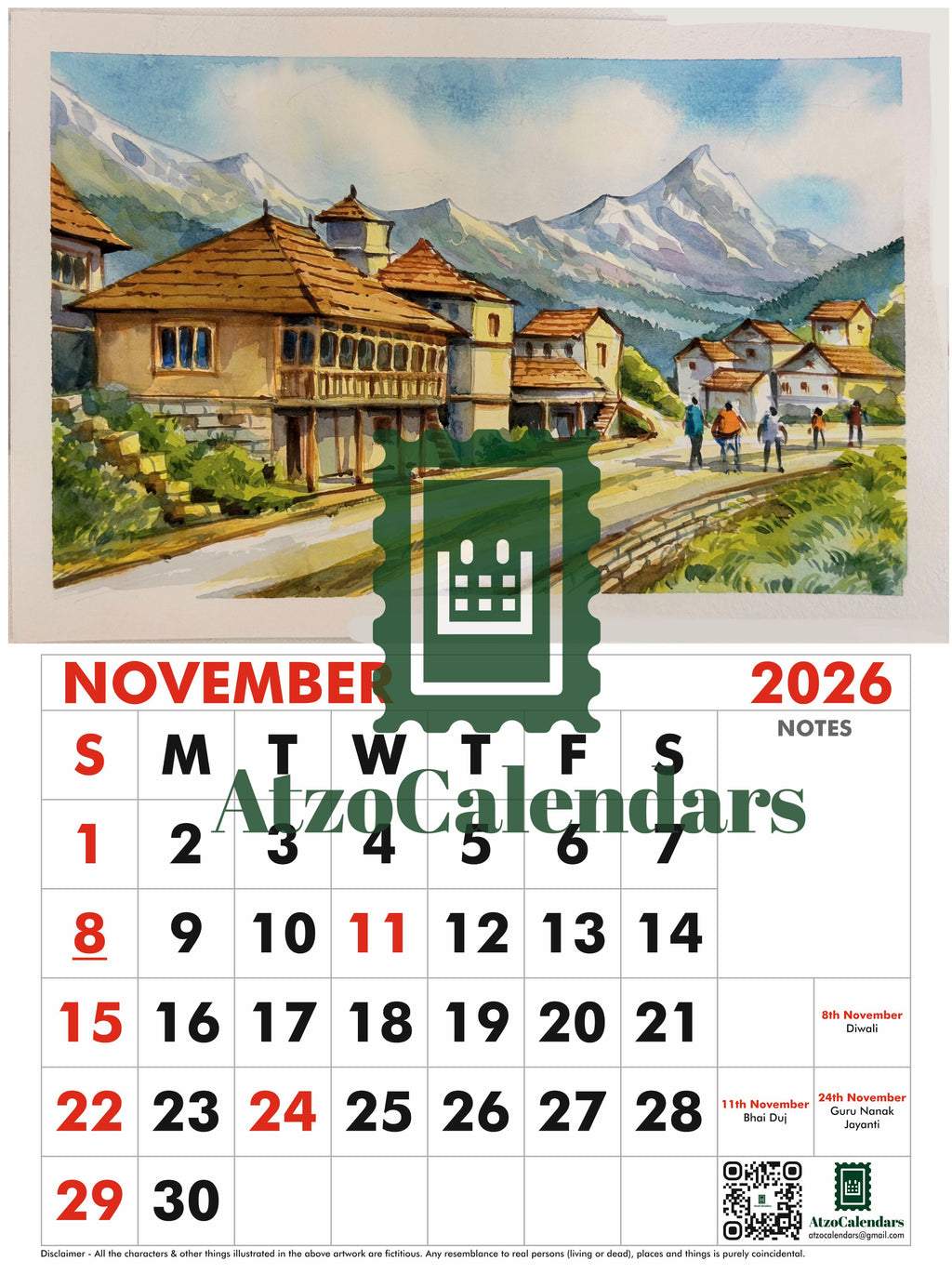 Landscape Themed - 2026 Wall Calendar - PDF Download
