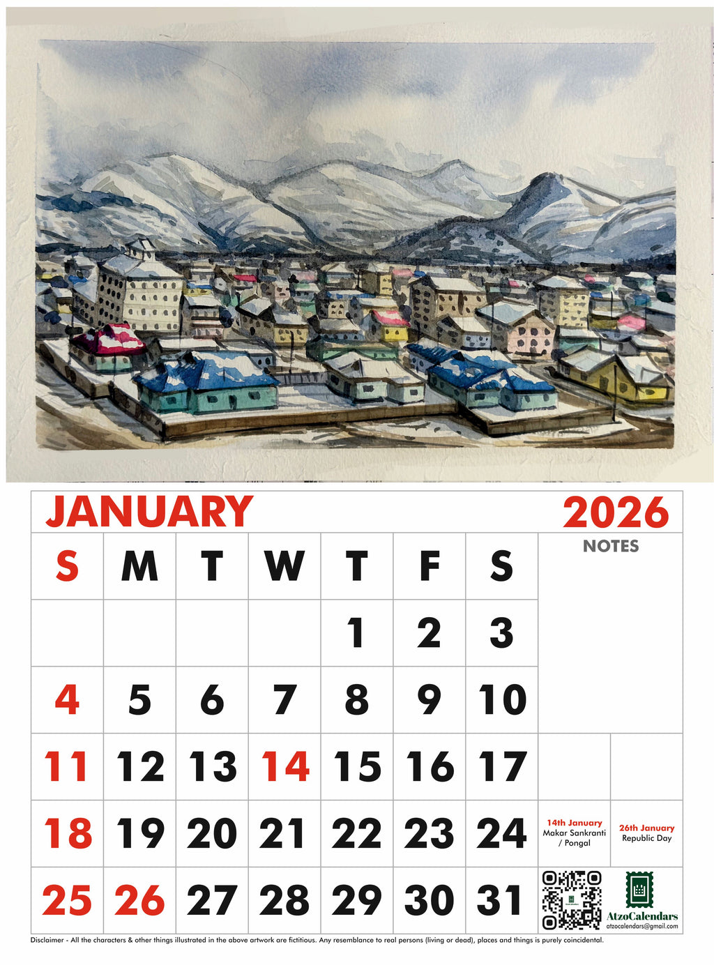 Landscape Themed - 2026 Wall Calendar - PDF Download