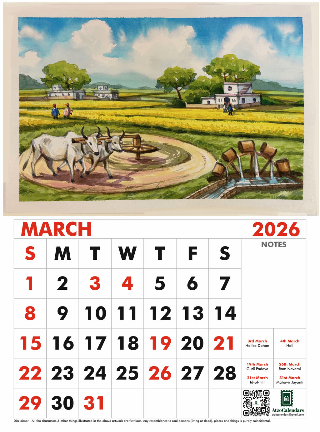Landscape Themed - 2026 Wall Calendar - PDF Download