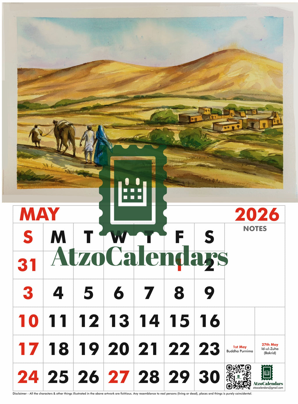 Landscape Themed - 2026 Wall Calendar - PDF Download