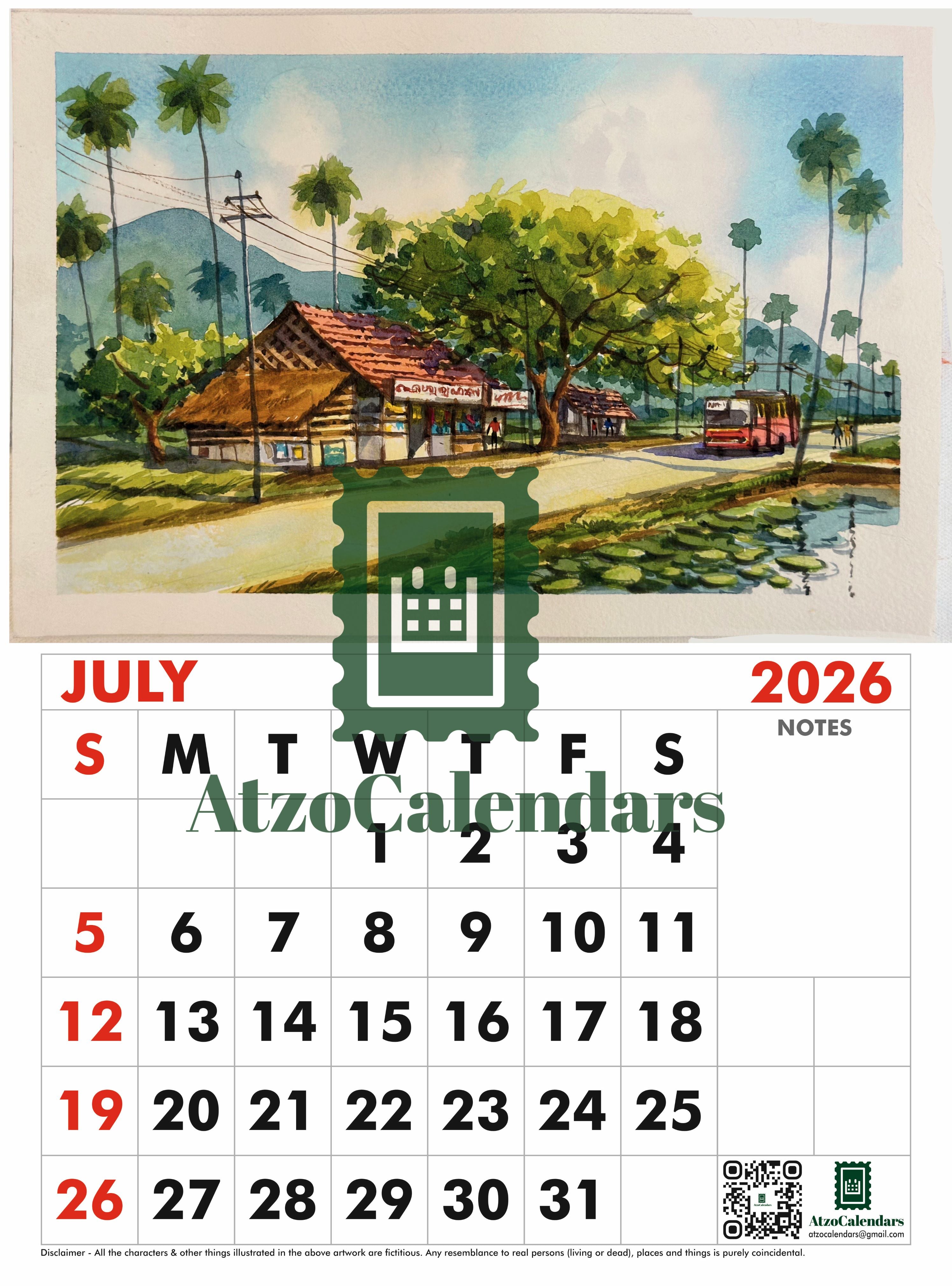 Landscape Themed - 2026 Wall Calendar - PDF Download