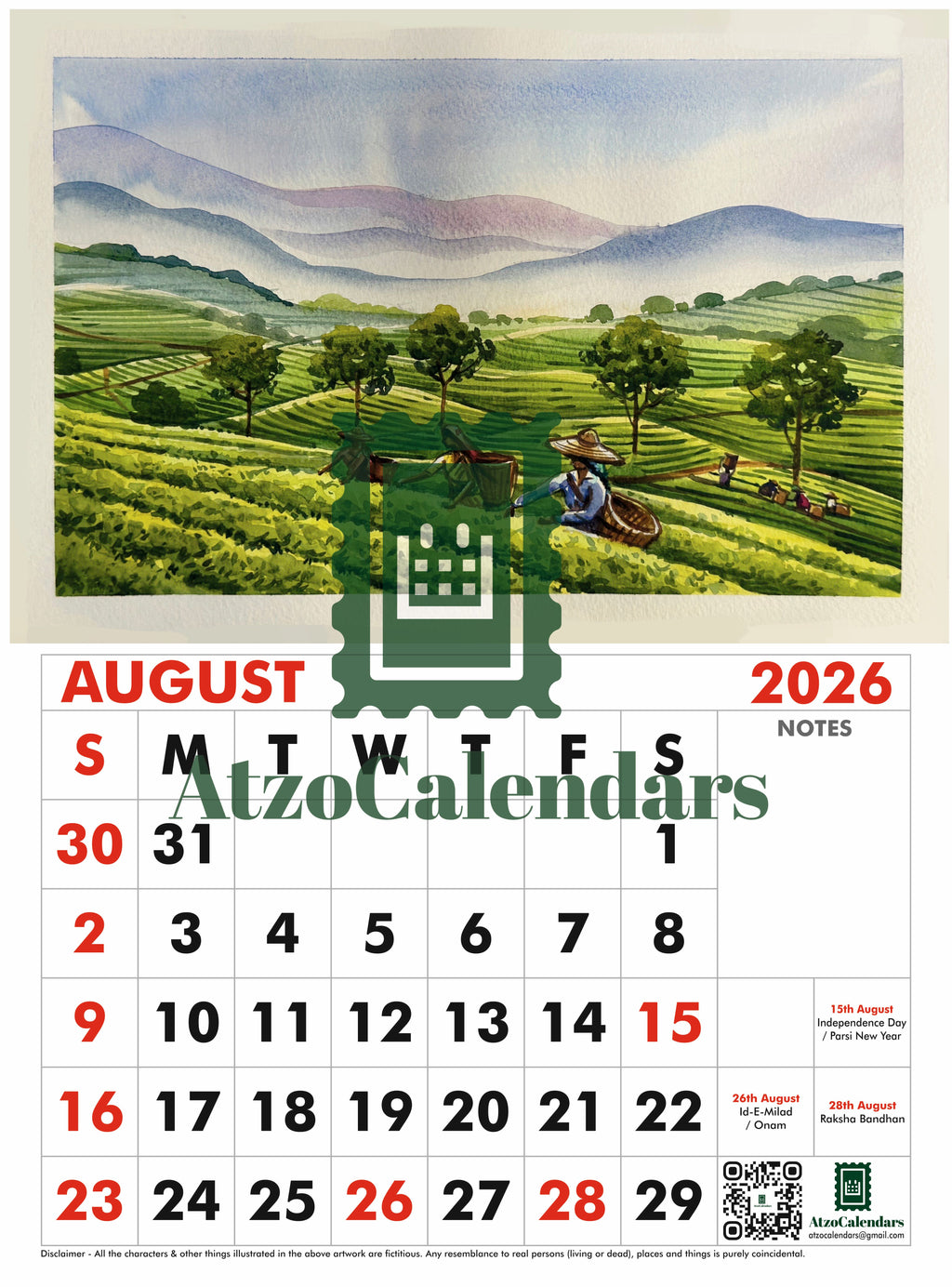 Landscape Themed - 2026 Wall Calendar - PDF Download