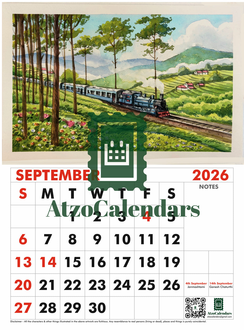 Landscape Themed - 2026 Wall Calendar - PDF Download